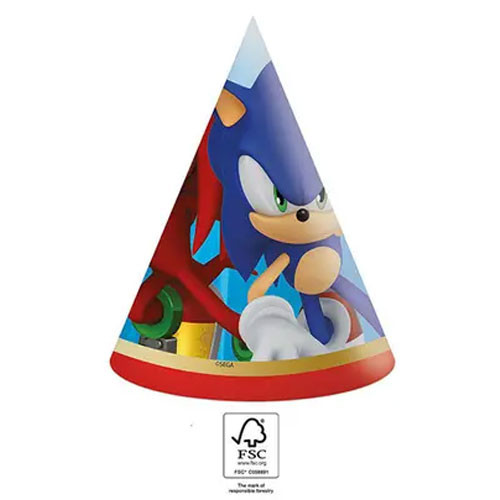 Sonic the Hedgehog Sega Sonic der Igel Partyhut, Kegel 6 Stk FSC