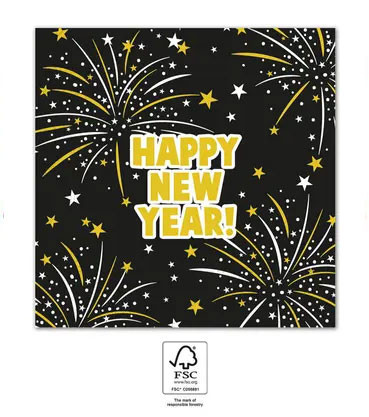 Neujahr Flares Happy New Year Serviette 20 Stück 33x33 cm