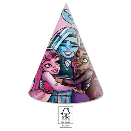 Monster High Friends Partyhut, Tschako 6er-Pack FSC