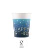 Geburtstag Golden Blue Happy Birthday Papierbecher, 8 Stück, 200 ml, FSC