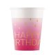 Geburtstag Golden Pink Happy Birthday Papierbecher, 8 Stk, 200 ml, FSC