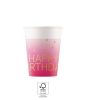 Geburtstag Golden Pink Happy Birthday Papierbecher, 8 Stk, 200 ml, FSC