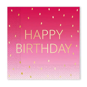 Geburtstag Golden Pink Happy Birthday Serviette 20 Stk 33x33 cm FSC