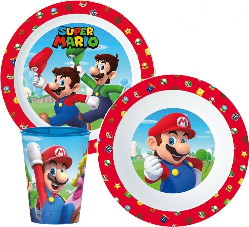 Super Mario Geschirrset, Micro-Kunststoff-Set, mit Becher 260 ml