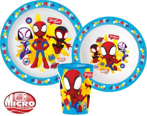 Spiderman Geschirrset, Mikro-Plastikset, mit Becher 260 ml