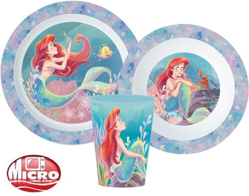 Disney Prinzessin Ariel Geschirrset, Mikrokunststoff-Set, Becher 260 ml