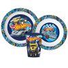 Hot Wheels Blue Fire Geschirrset, Mikroplastik-Set, mit Glas 260 ml