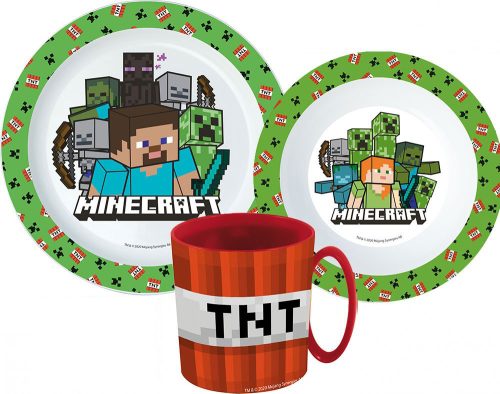 Minecraft Geschirrset, Mikro-Kunststoff-Set mit Tasse 350 ml