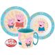 Peppa Wutz Geschirrset, Mikro-Kunststoffset mit Tasse 350 ml