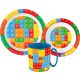 Bricks Lego-Motiv Geschirrset, Mikroplastik-Set mit Becher 350 ml