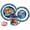 Hot Wheels Blue Fire Geschirrset, Mikrokunststoff-Set mit Becher 350 ml