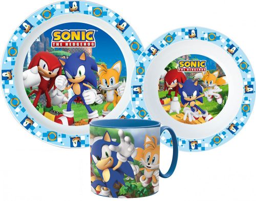 Sonic the Hedgehog Geschirrset, Mikro-Kunststoff-Set mit Becher 265 ml